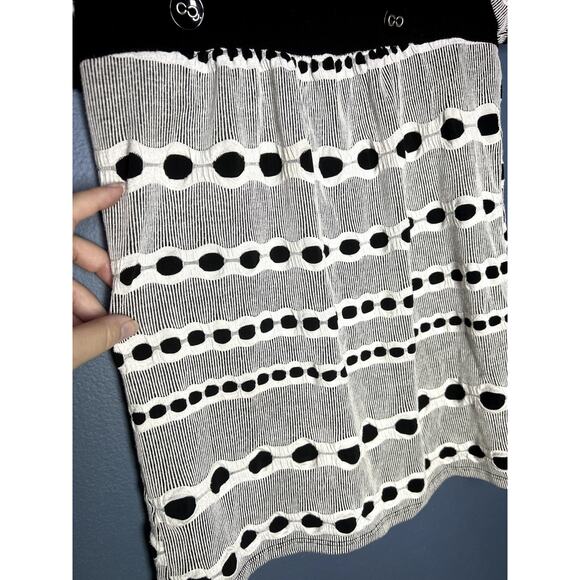2000s Have Bubble Sleeve Polka Dot Black White Multi Textured Button Top Women - Picture 5 of 8